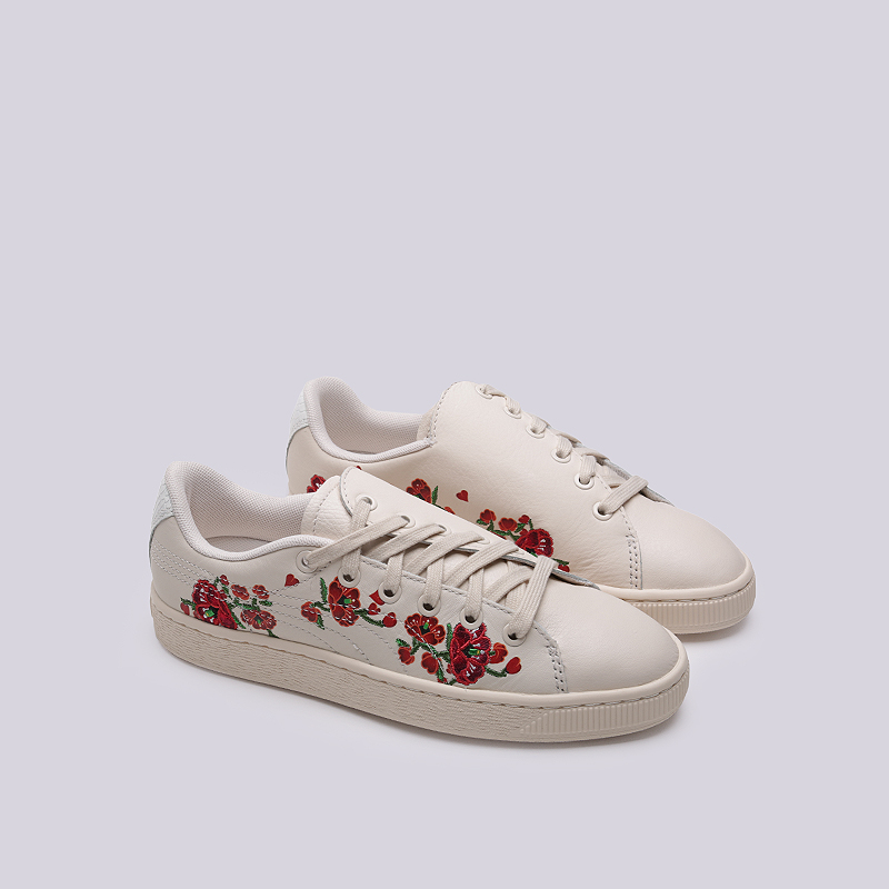 женские бежевые кроссовки PUMA Basket 'Cherry Bombs' S.TSAI 36938701 - цена, описание, фото 2